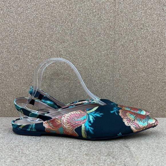 Halogen Floral Embroidered Pointed Toe Slingback Ballet Flats Size 8.5 M